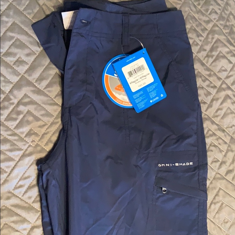 Columbia Pants Omni-Shade Omni-Wick, 8 Reg, Blue